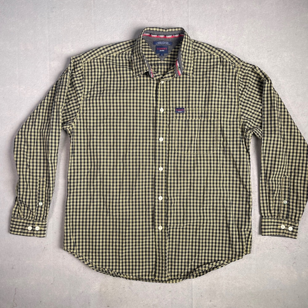 Tommy Jeans Plaid Button Down Long Sleeve Shirt Casual Menswear L